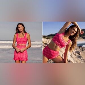 Albion Pink/Red Gingham Print Bikini (3 matching pieces)